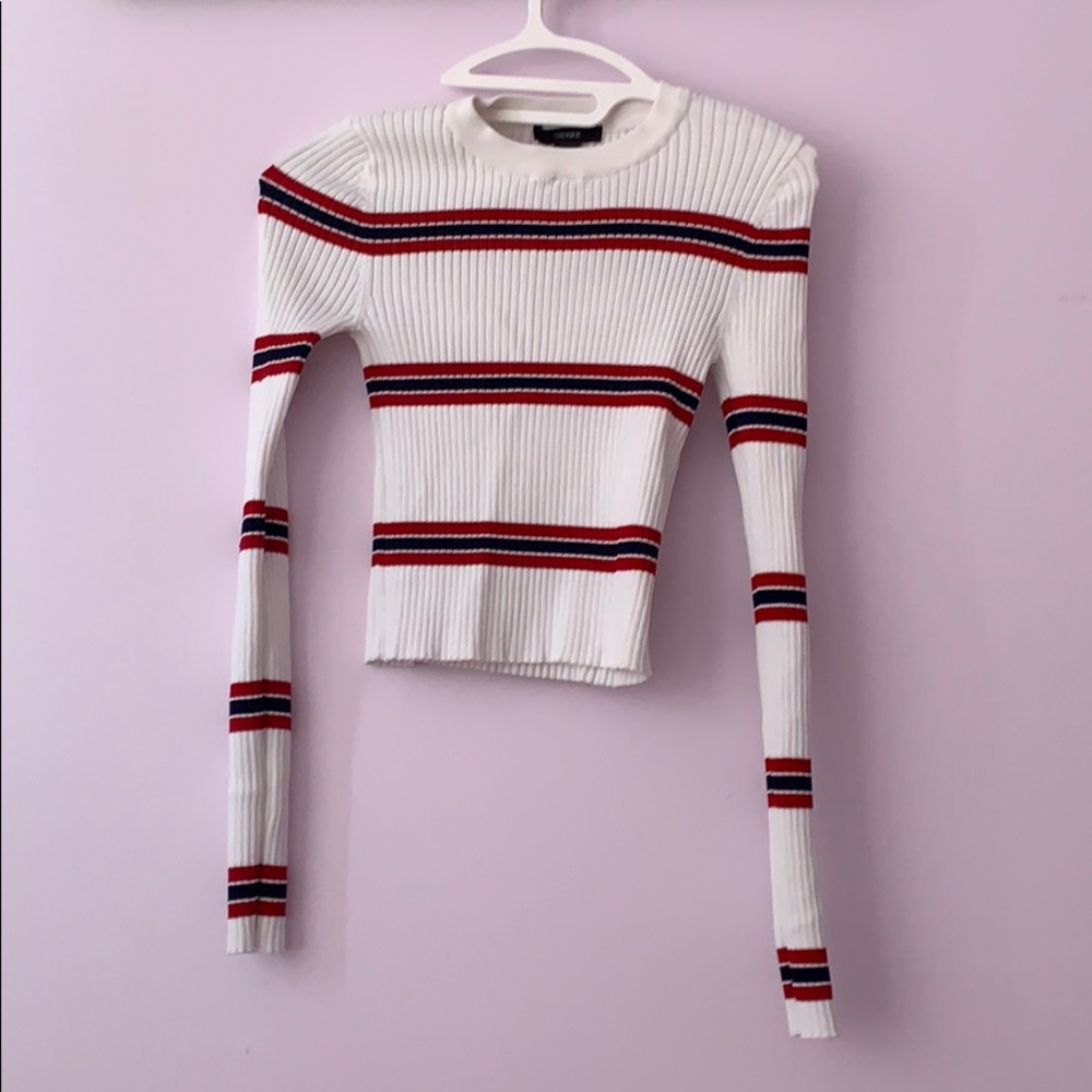 Forever 21! NWOT blue and red stripped white top